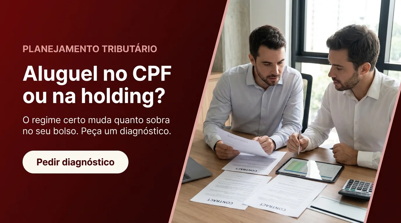 Contador e família revisando documentos e a planta de imóveis, planejando a sucessão com uma holding familiar